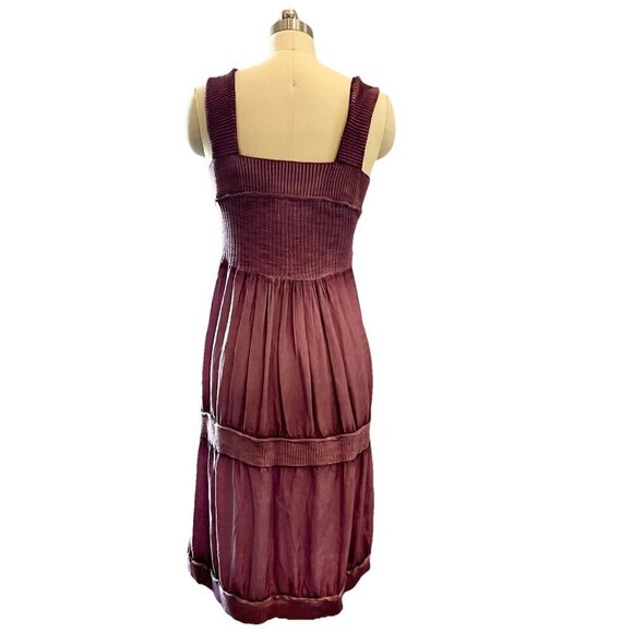 Anthropologie Eloise Silk Tiered Dress Size Small Purple Garment Dyed Midi - Picture 5 of 10